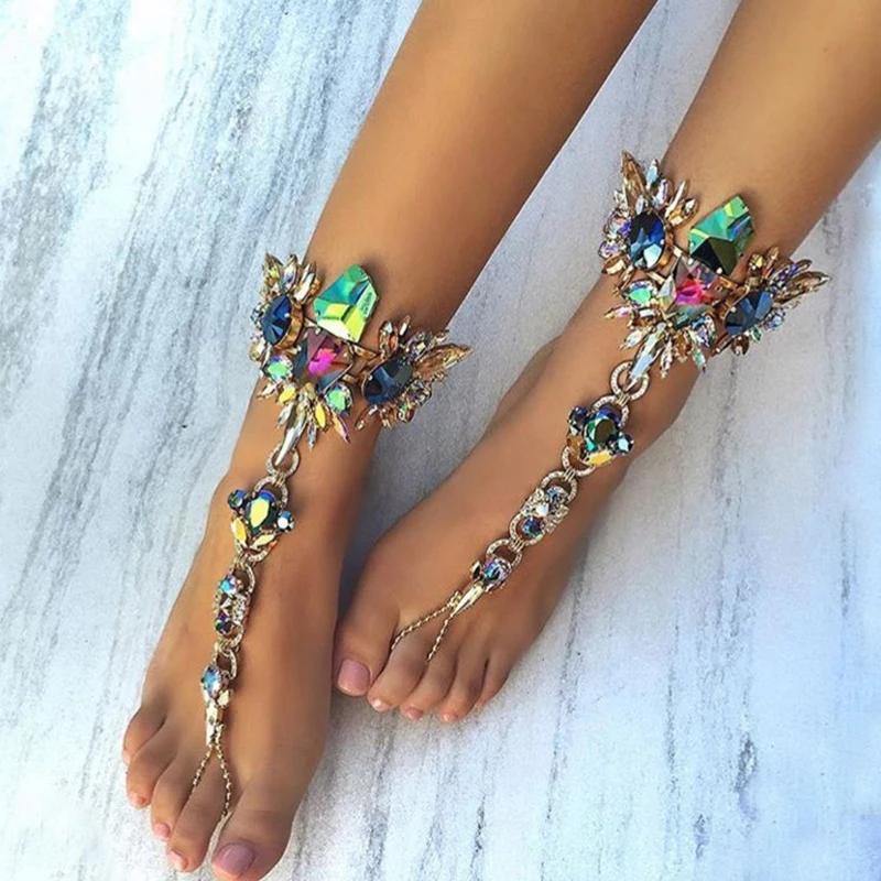 crystal barefoot sandals